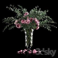 Plant - Pink roses and eucalyptus 