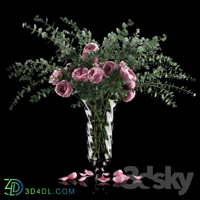 Plant - Pink roses and eucalyptus