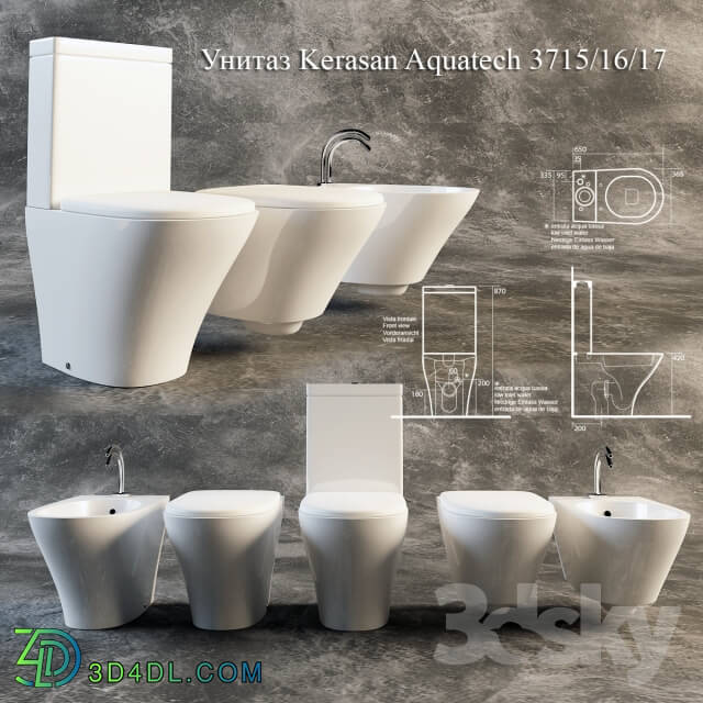 Toilet and Bidet - Kerasan Aquatech 3717_16_15