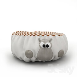 Miscellaneous soft pouf in the nursery 