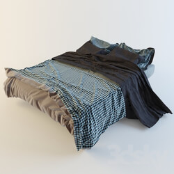 Bed gray linen in a cage 