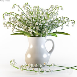 Bouquet of lilies of the valley in a jar 3D Models 