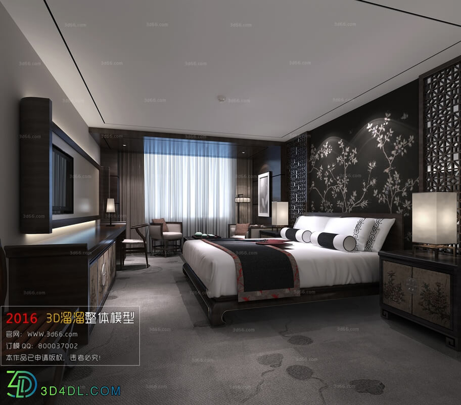 3D66 2016 Chinese Style Bedroom Hotel 1834 C001