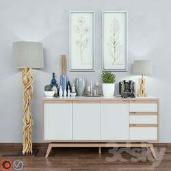 Sideboard Chest of drawer Decorative Set 01 