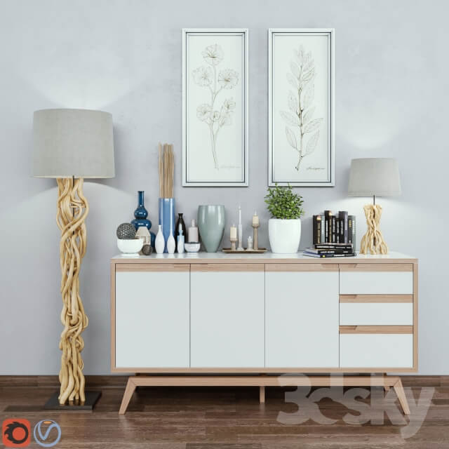 Sideboard Chest of drawer Decorative Set 01