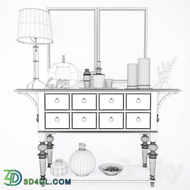 Sideboard Chest of drawer Decorative set 01