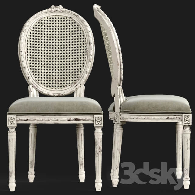 Eloquence Louis Cane Dining Chair in Antique White