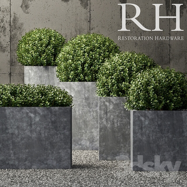 Plant Restoration Hardware estate zinc square planters