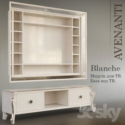 Sideboard Chest of drawer Blanche Avenanti. Hinged module and cabinet for TV 