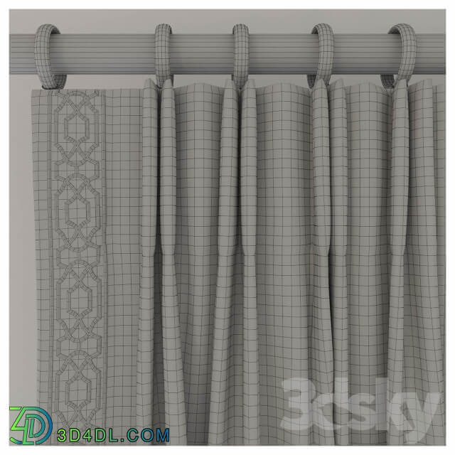 Set of curtains with decorative trim
