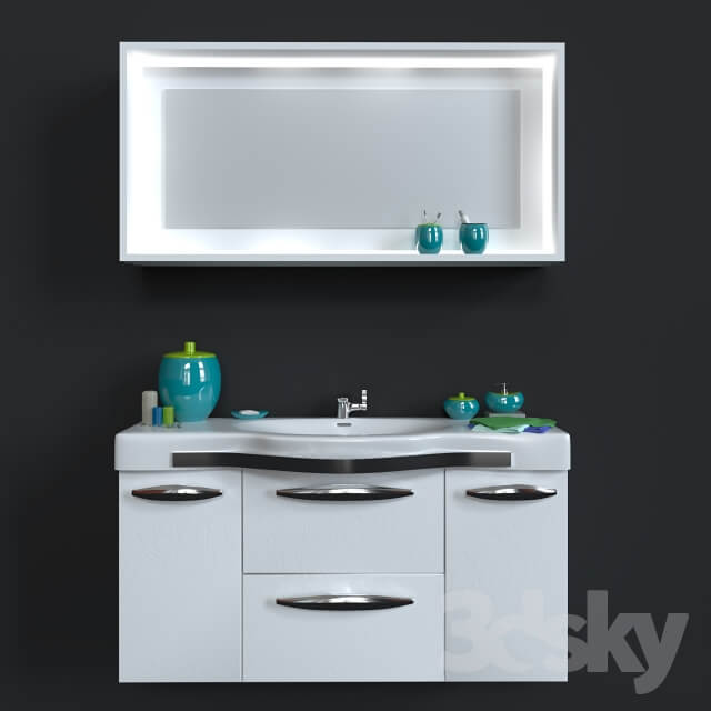 I washbasin with mirror decorative set