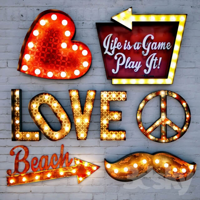 Other decorative objects Lighted Metal sign. Set 4