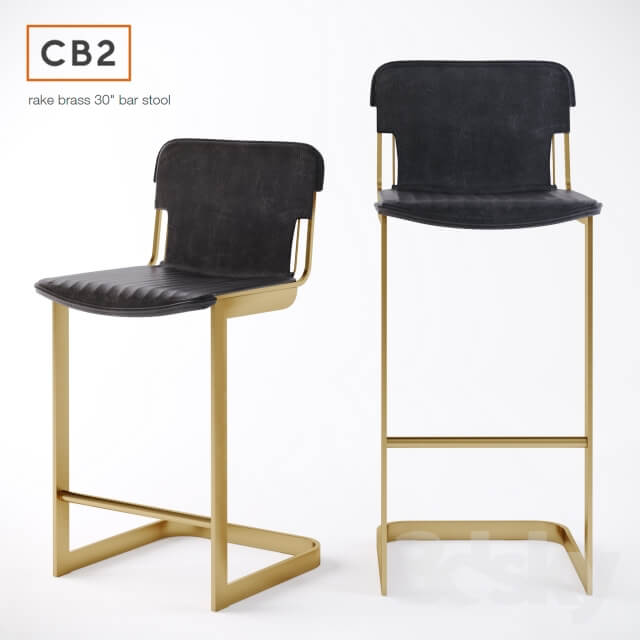 CB2 Rake Brass bar stool