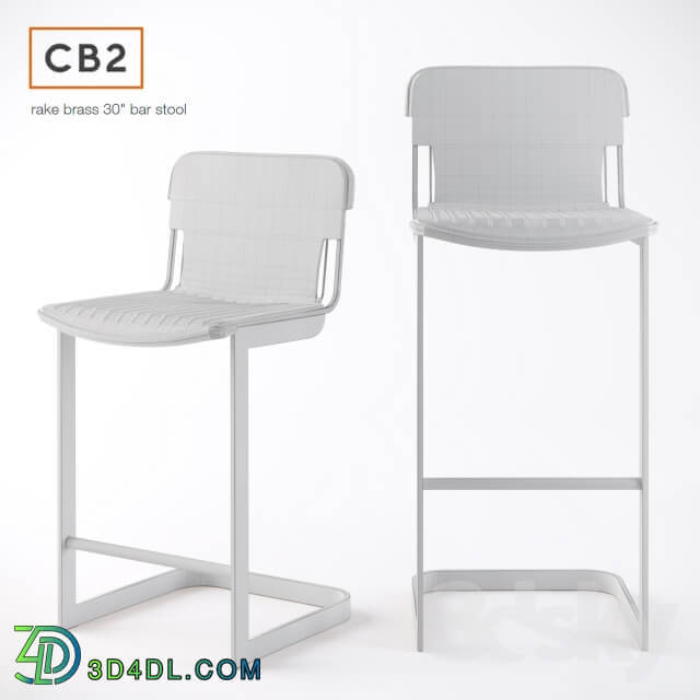 CB2 Rake Brass bar stool