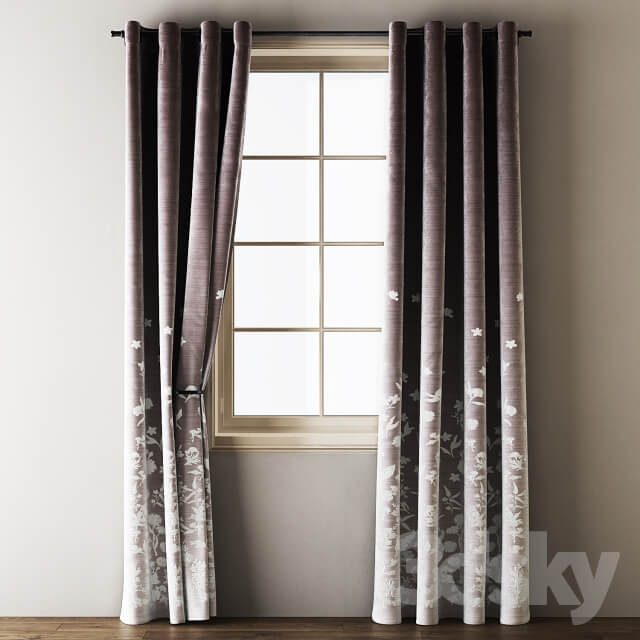 Floral Embroidered Velvet Eyelet Curtains