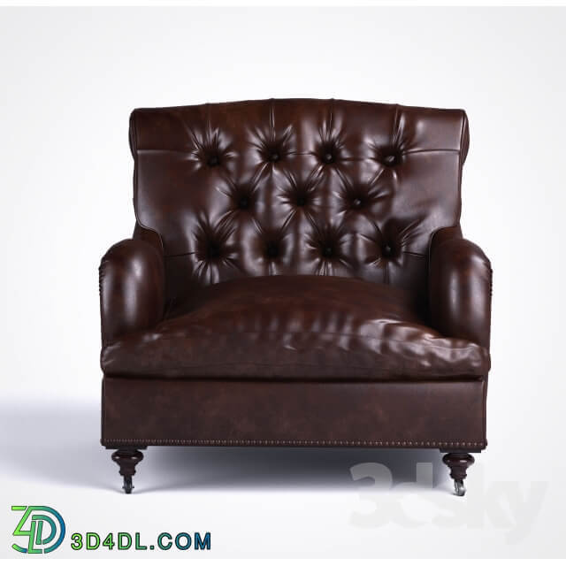 Armchair CLUB CALEDONIAN dark skin gloss 