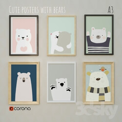 Posters in the nursery with bears 