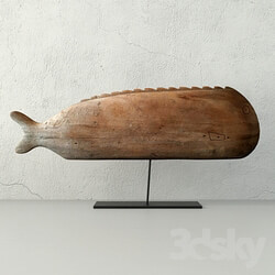 Other decorative objects Antique Hand Carved Wooden Fish Sculpture 