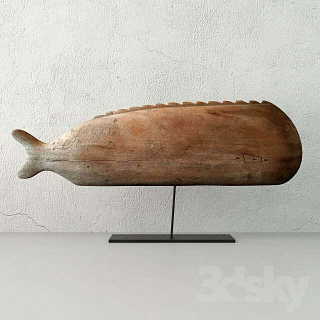 Other decorative objects Antique Hand Carved Wooden Fish Sculpture