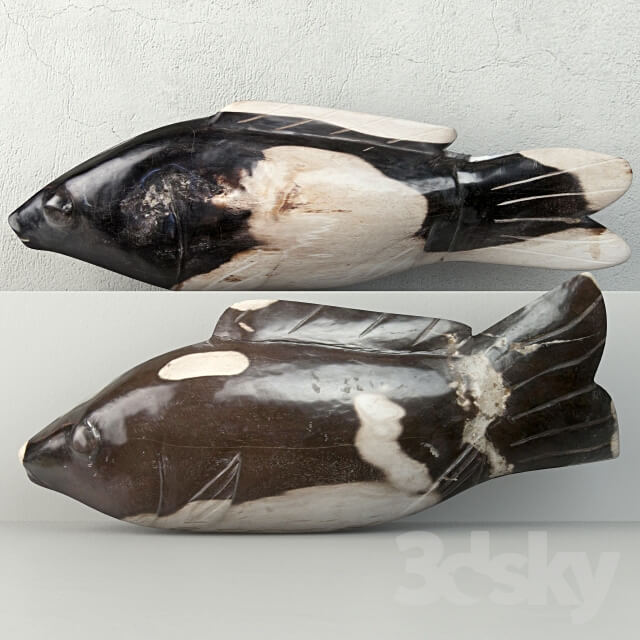 Other decorative objects Hand Carved Petrified Wood Koi Fish