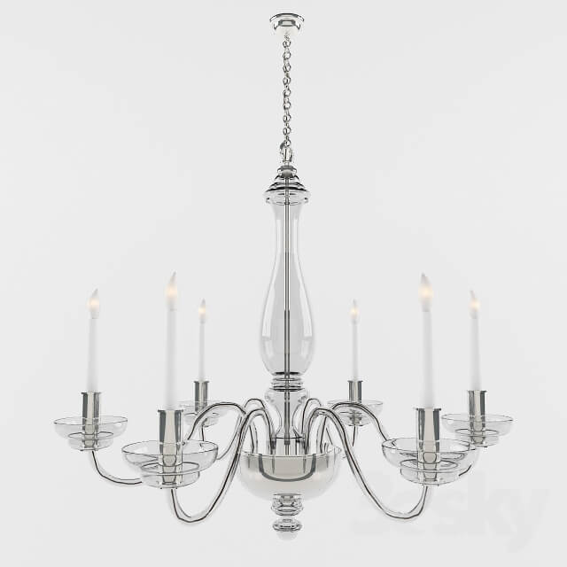 Visual Comfort EF Chapman King George 6 Light Chandelier in Crystal with Polished Silver CHC1142CG