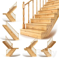 Set of wooden stairs 