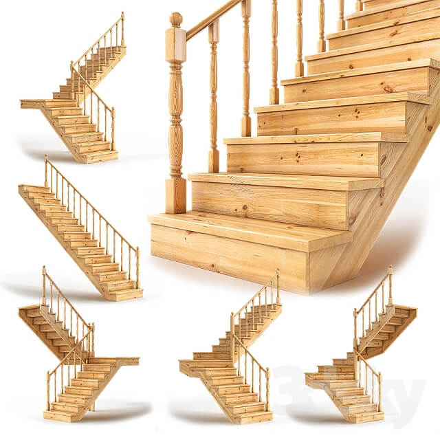 Set of wooden stairs