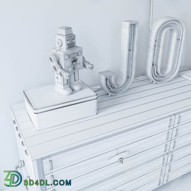 Sideboard Chest of drawer Loft Interior Decor Set