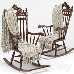 Armchair rocking chair plaid 