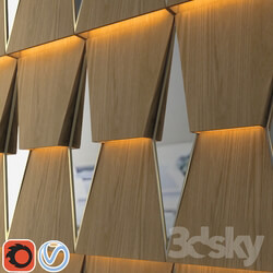 3d wooden wall panel with mirror 