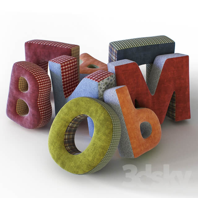 Pillows in the form of letters