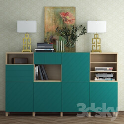 Sideboard Chest of drawer Combination for storage Ikea Besto Hallstavik blue green . 