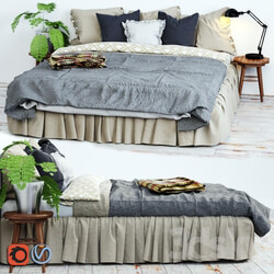 Bed Bed linen in Scandinavian interior 