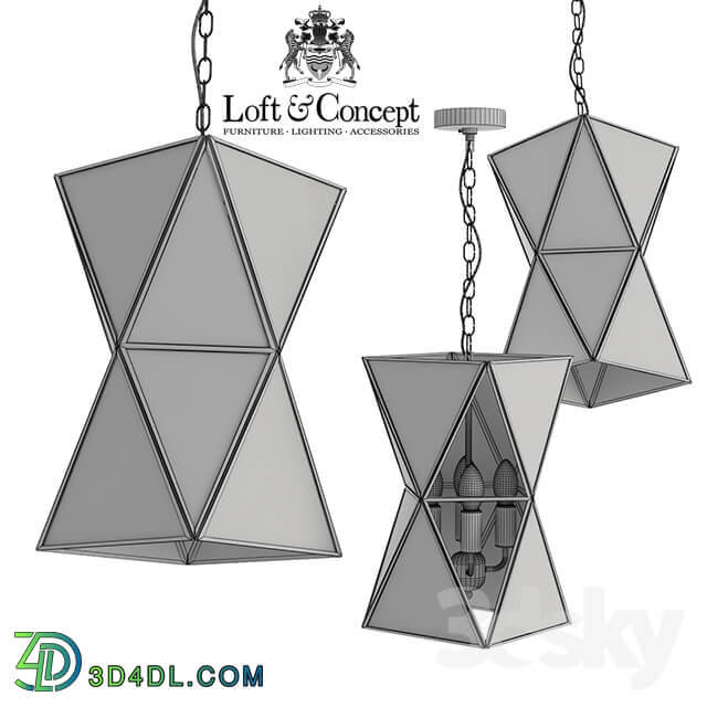Chandelier PolyPyramid Glass Pendant 4 Cognac Pendant light 3D Models
