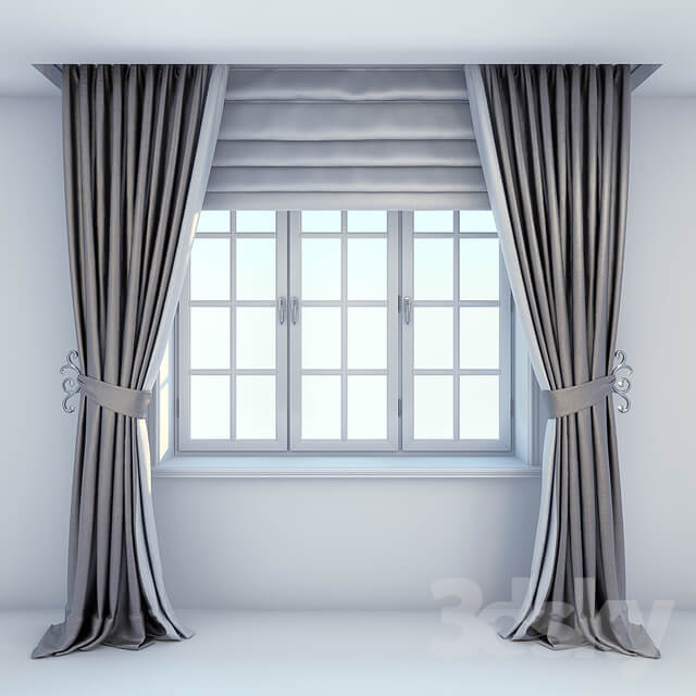 Window curtains and Roman blinds