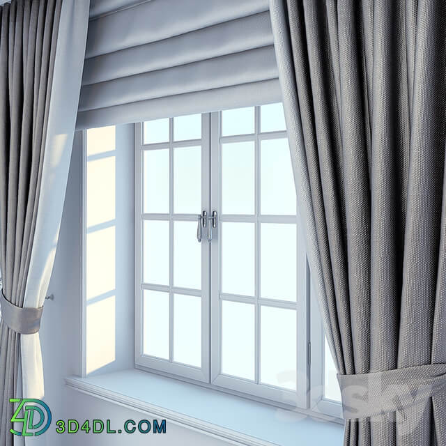 Window curtains and Roman blinds