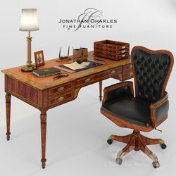 Table Chair Armchair and desk with accessories Jonathan Charles 