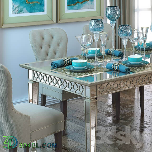 Table Chair Sophie Mirrored Dining Table