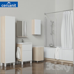 A set of bathtubs and furniture Smart with curtains Easy and soft curtains tm Cersanit 