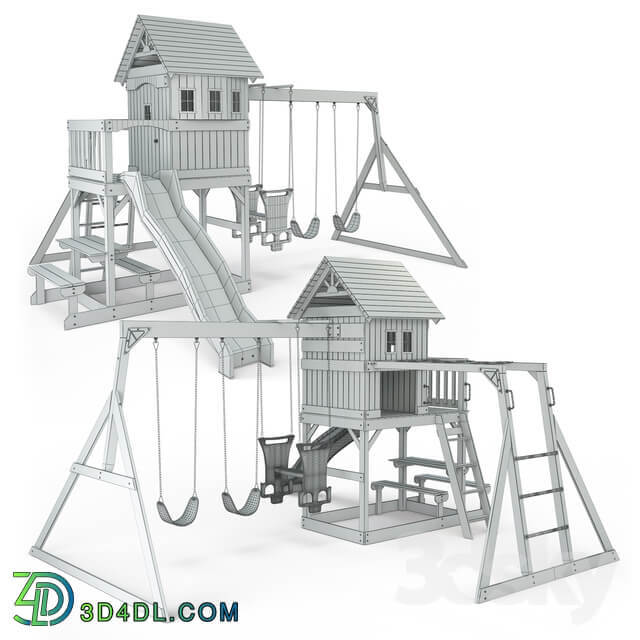 Springboro Wooden Swing Set 3D Models