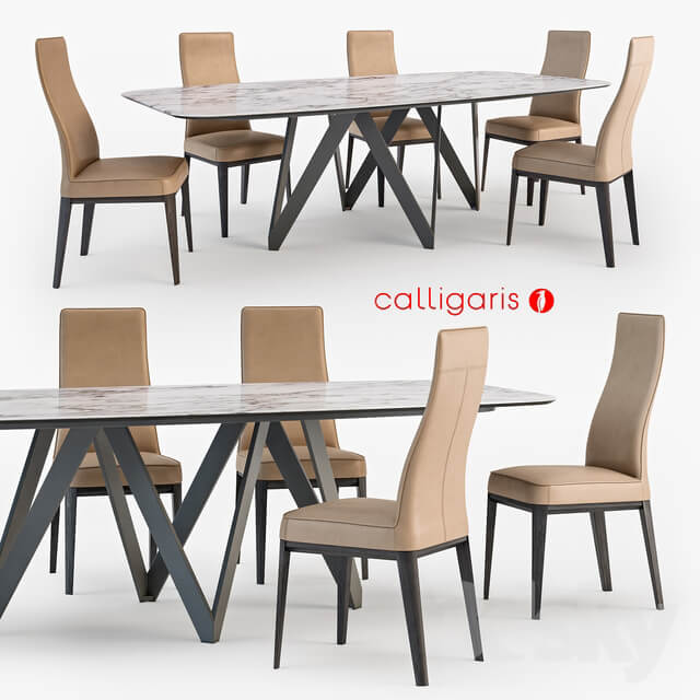 Table Chair Calligaris Margot chair Cartesio table