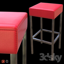 Red Leather High Stool 