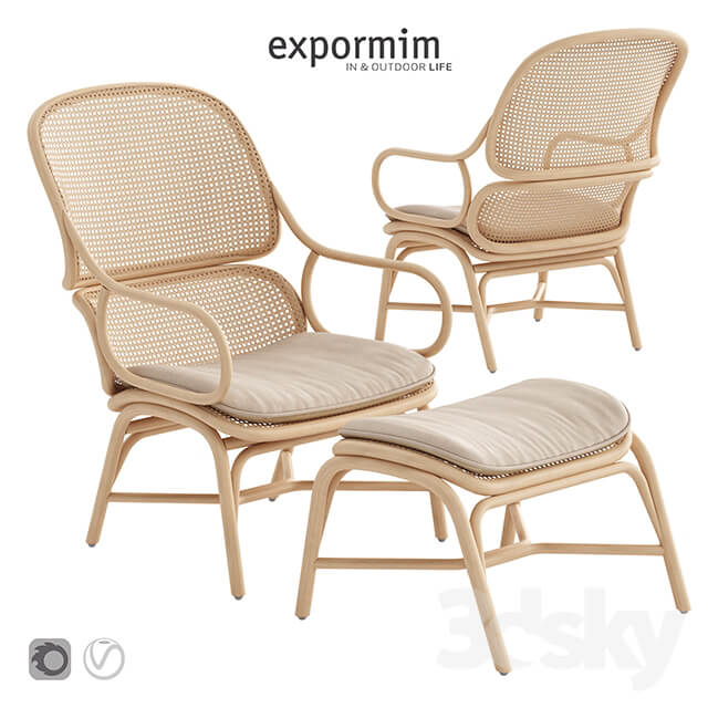 Expormim Frames Armchair with ottoman
