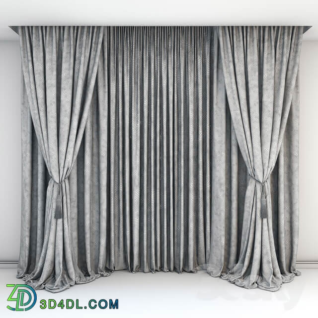 Curtains with pick up a brush and straight curtains in brown beige tones.