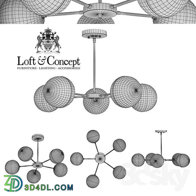 Suspension light Copper Light Chandelier 5 Pendant light 3D Models