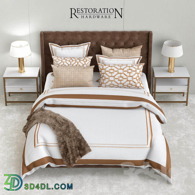 Bed Restoration hardware gold bedroom