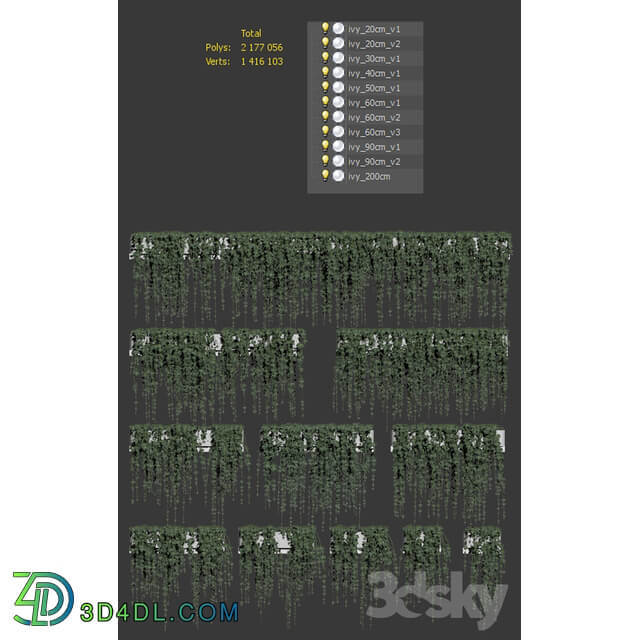 Plant Ivy for shelves. 11 models