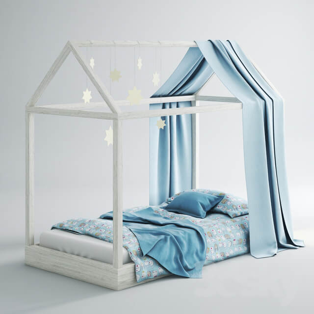 Children 39 s bed house 01 Blue 