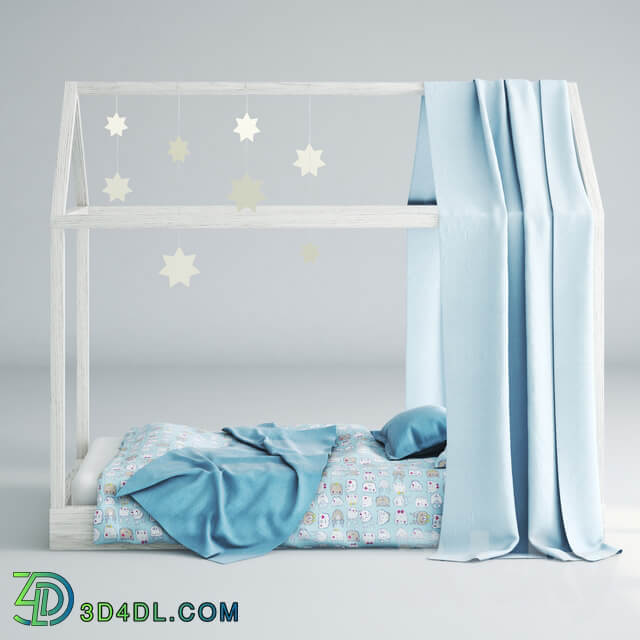 Children 39 s bed house 01 Blue 