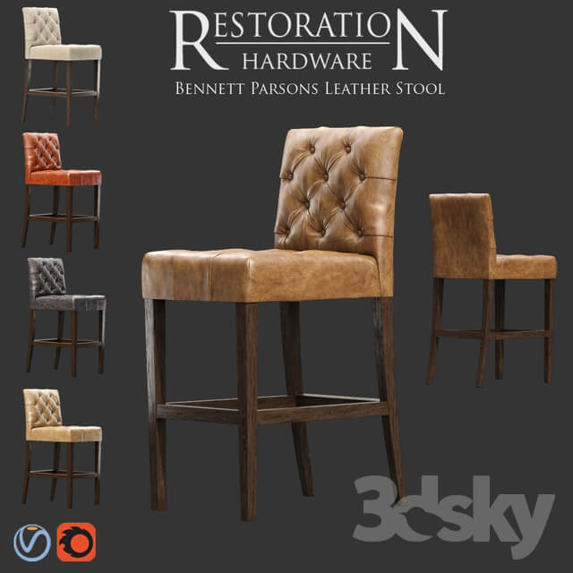 Restoration Hardware Bennett Parsons Leather Stool